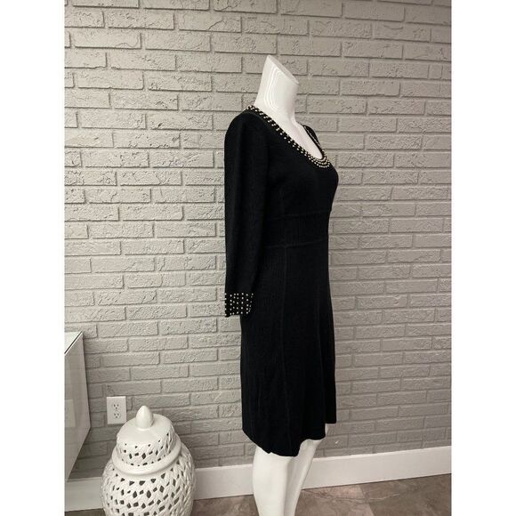 Maggy L Black with Gold detail Merino Blend Sweater Dress Size L - Picture 4 of 7